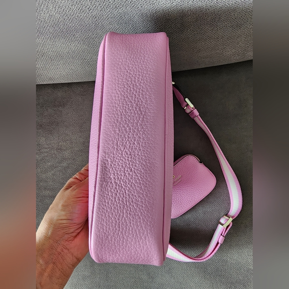 Kate Spade Emma Pebbled Leather Crossbody Bag Mandavilla Pink - Picture 8 of 9